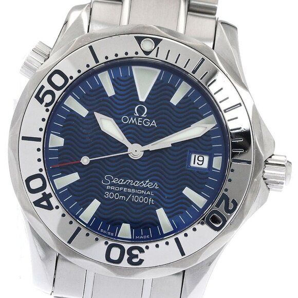 OMEGA Seamaster300 2263.80 Date Blue Dial Quartz Boy's Watch_890822 - Picture 1 of 6